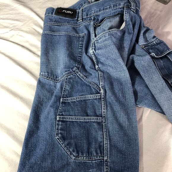 VTG Men’s Fubu Collection Carpenter Jeans 40x34 90s Y2K HipHop Baggy Distressed - Picture 12 of 15